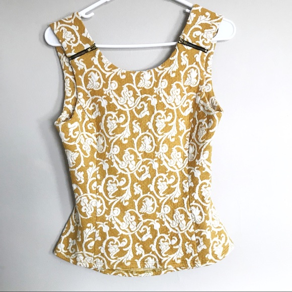 Timing Tops - Timing Yellow Sleeveless Stretchy Peplum Top